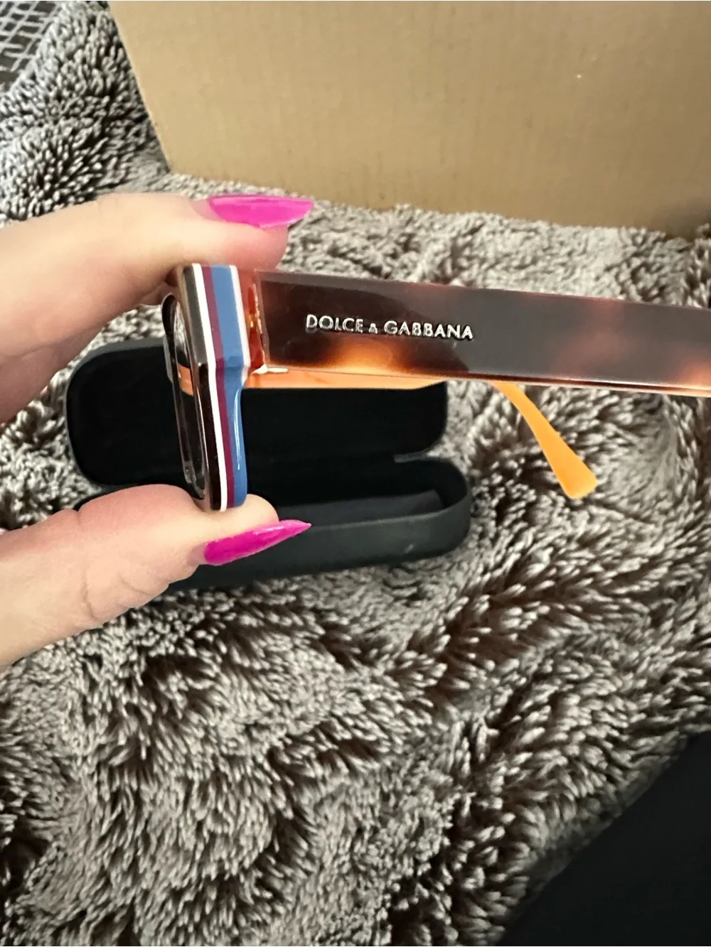 Dolce & Gabbana Orange and Multicolor Stripe Men’s Sunglasses